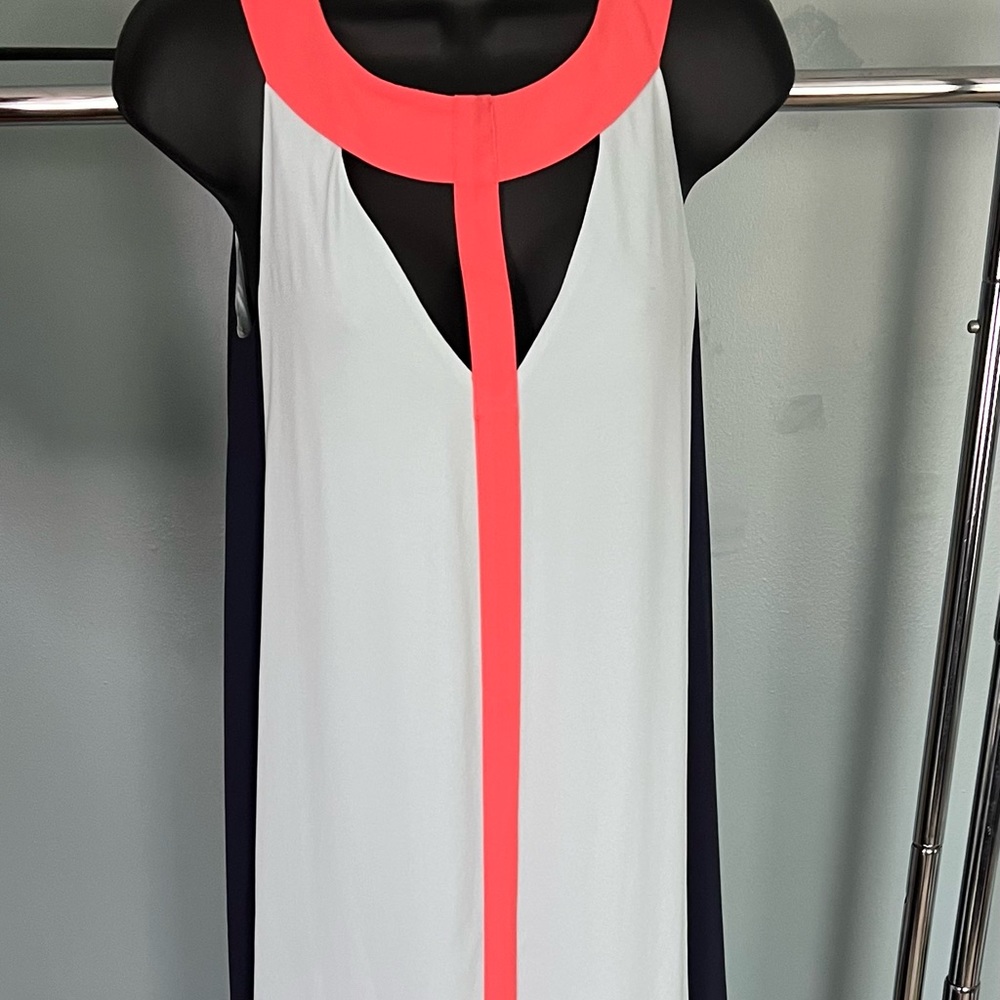 BCBG Colorblock Maxi Dress - White, Black, Coral